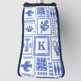 Monogram Modern Blue White Abstrakt Mönster