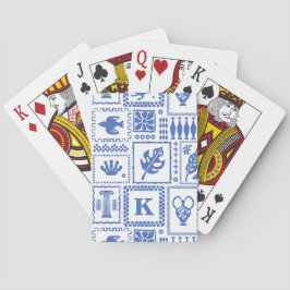 Monogram Modern Blue White Abstrakt Mönster Casinokort