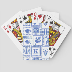 Monogram Modern Blue White Abstrakt Mönster Casinokort