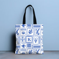 Monogram Modern Blue White Abstrakt Mönster