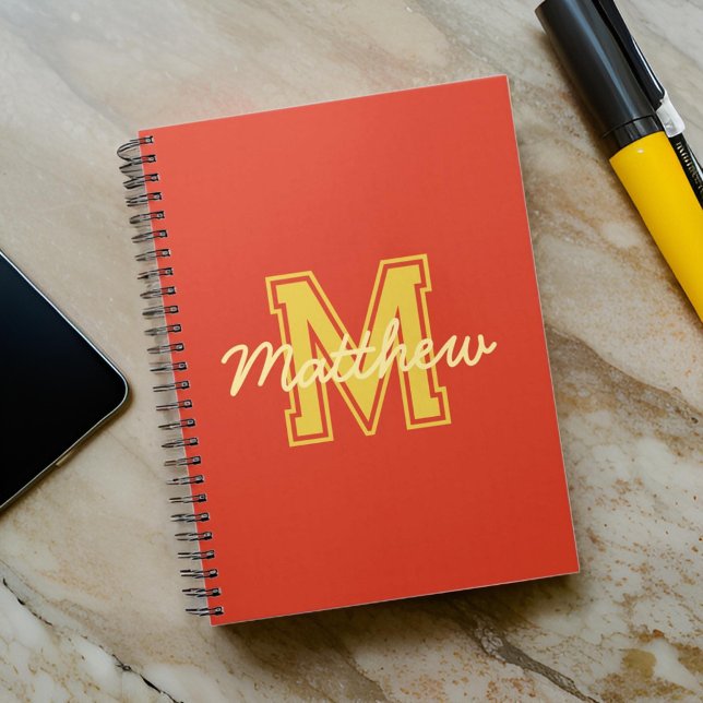 Monogram Modern Boy Preppy back to School Anteckningsbok (Skapare uppladdad)