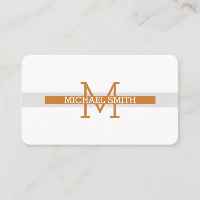 Monogram Modern Bronze Vågrät Line Visitkort (Framsida)