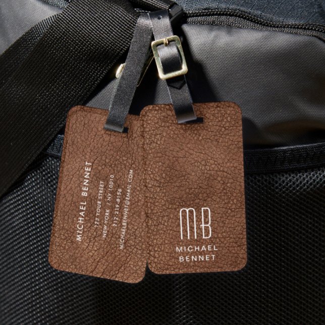 Monogram Modern Brown Bagagebricka (Skapare uppladdad)