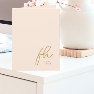 Monogram Modern Chic Guld-skript Social Tack Kort