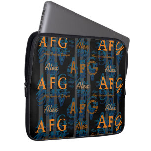 Monogram Modern Collage of Initialer & Namn Laptop Fodral