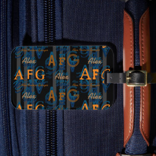 Monogram Modern Collage of Namn Bagagebricka