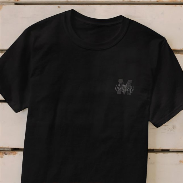 Monogram Modern Coola Grunge, lägg till ditt namn T Shirt (Skapare uppladdad)