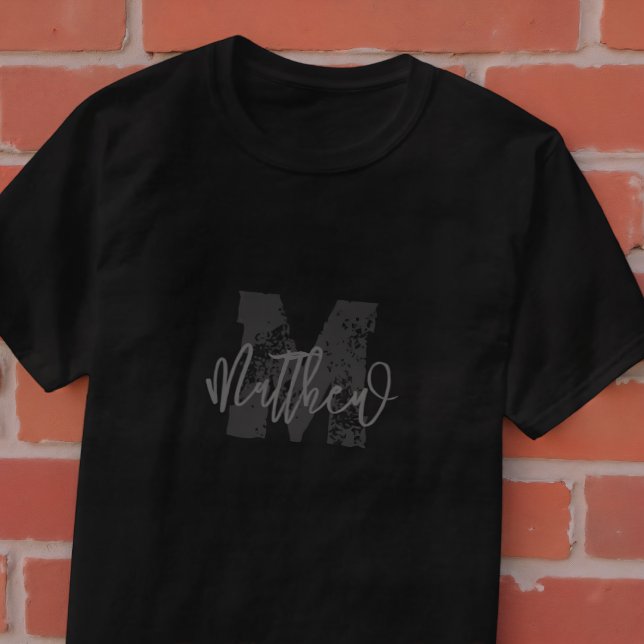 Monogram Modern Coola Grunge, lägg till ditt namn T Shirt (Skapare uppladdad)