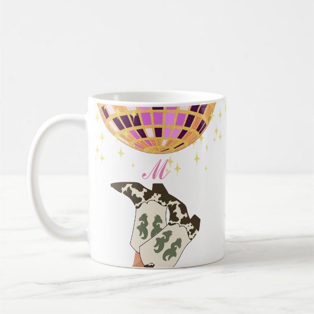 Monogram Modern Cowgirl Ben Cowboy Disco Boll Kaffemugg (Vänster)