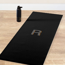 Monogram Modern Elegant Black Yoga Mat