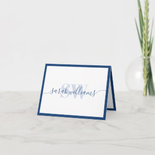 Monogram Modern Elegant Chic Script Namn Anteckningskort