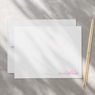 Monogram Modern Elegant Chic Script Namn Anteckningskort