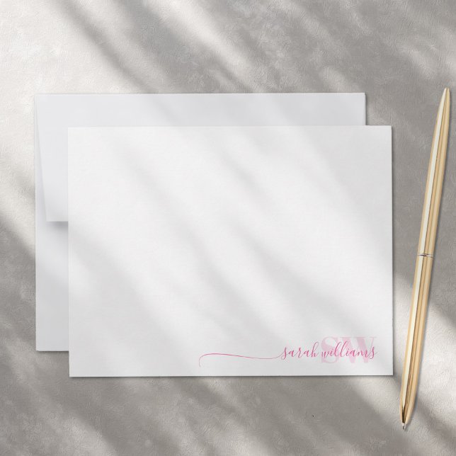 Monogram Modern Elegant Chic Script Namn Anteckningskort (Skapare uppladdad)