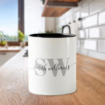 Monogram Modern Elegant Chic Script Namn Två-Tonad Mugg<br><div class="desc">Monogram Modern Elegant Chic Skript Namn Calligraphy Mugg</div>