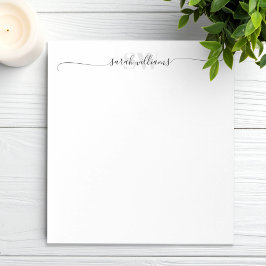 Monogram Modern Elegant Chic Skript Namn Anteckningsblock