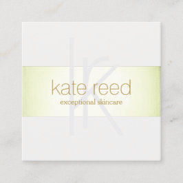 Monogram Modern Elegant Faux Lime Green Foil Fyrkantigt Visitkort