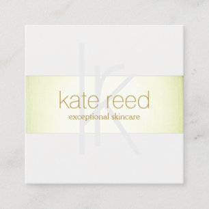 Monogram Modern Elegant Faux Lime Green Foil Fyrkantigt Visitkort