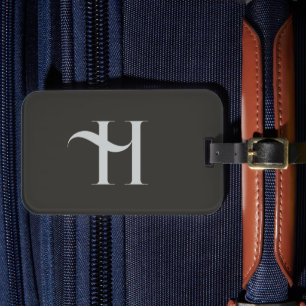 Monogram Modern Elegant Grönt Olive Färg Initial Bagagebricka