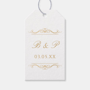 Monogram Modern Elegant Guld Skrift Bröllop Presentetikett