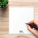 Monogram Modern Elegant - minimalt blått och vitt Anteckningsblock<br><div class="desc">Monogram Modern Elegant - minimalt blått och vitt Anteckningsblock</div>