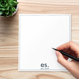 Monogram Modern Elegant - minimalt blått och vitt Anteckningsblock