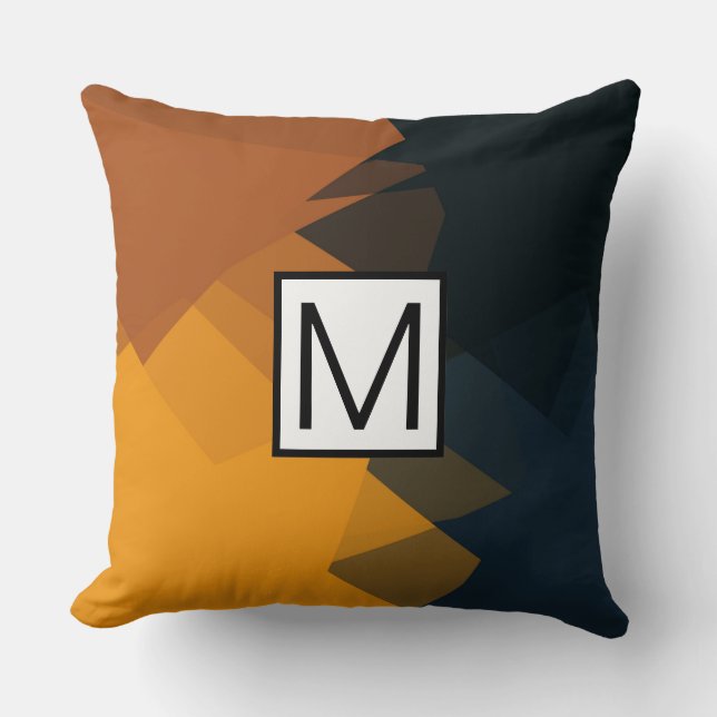 Monogram Modern Elegant Retro Färg Geometric #12 Kudde (Framsida)