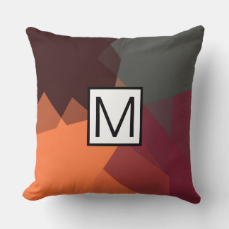 Monogram Modern Elegant Retro Färg Geometric #26 Kudde