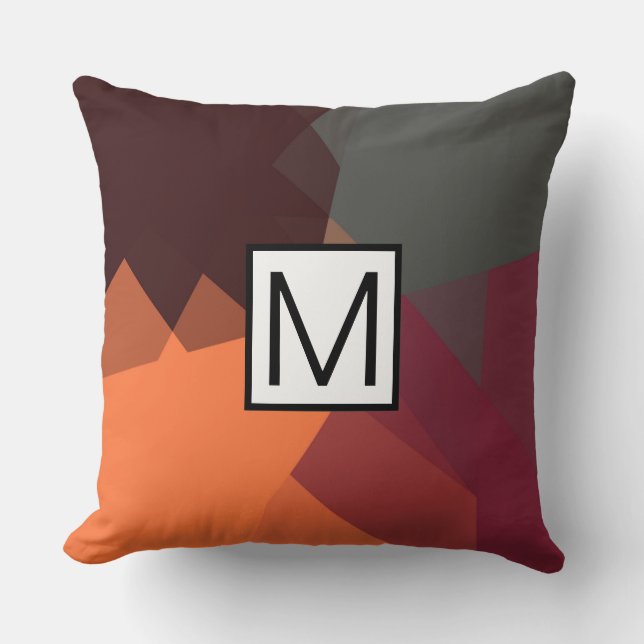 Monogram Modern Elegant Retro Färg Geometric #26 Kudde (Framsida)
