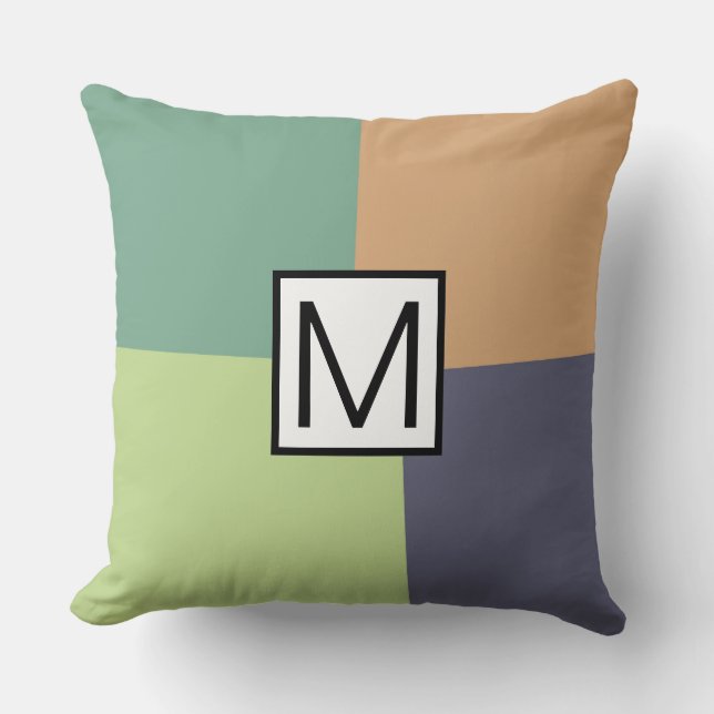 Monogram Modern Elegant Retro Färg Geometric #37 Kudde (Framsida)