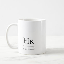 Monogram Modern Endern Elegant Vit monogrammad Kaffemugg
