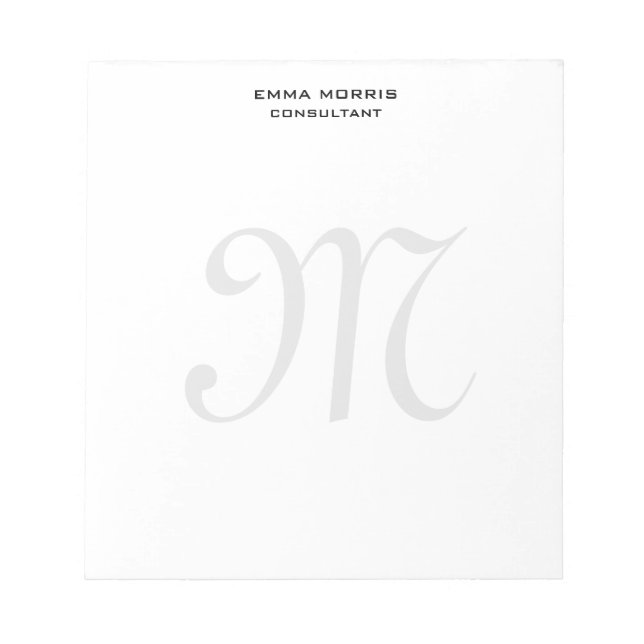 Monogram Modern Enkel Minimalistisk Enkel Anteckningsblock (Framsida)