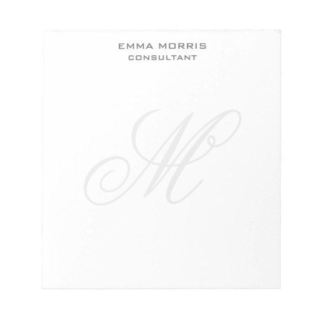 Monogram Modern Enkel Minimalistisk Enkel Anteckningsblock (Framsida)