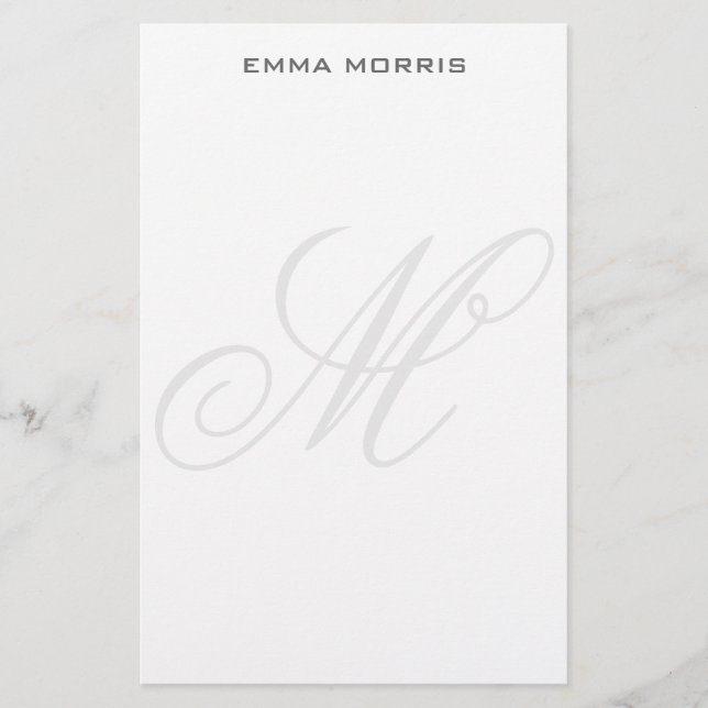 Monogram Modern Enkel Minimalistisk Enkel Brevpapper (Framsida)