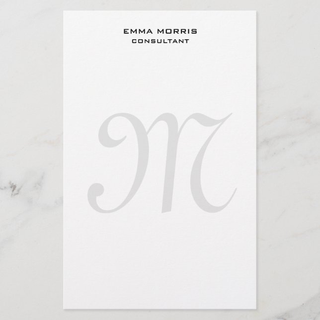 Monogram Modern Enkel Minimalistisk Enkel Brevpapper (Framsida)