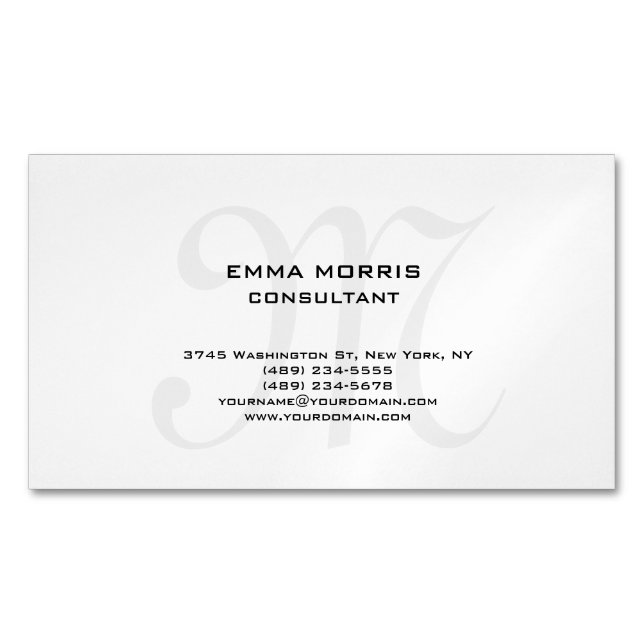 Monogram Modern Enkel Minimalistisk Enkel Magnetiska Visitkort (Framsida)