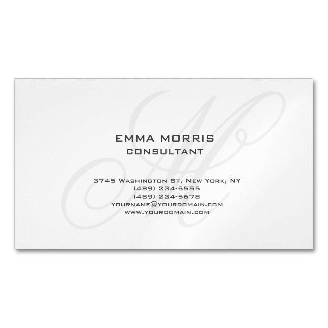 Monogram Modern Enkel Minimalistisk Enkel Magnetiska Visitkort (Framsida)
