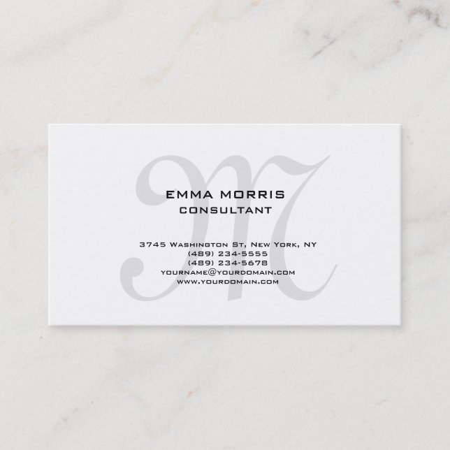 Monogram Modern Enkel Minimalistisk Enkel Visitkort (Framsida)
