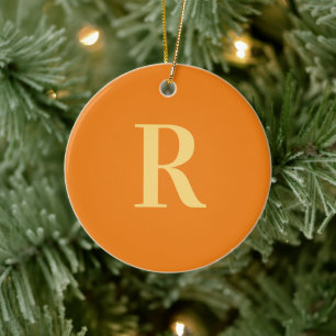 Monogram Modern enkel Orange Julgransprydnad Keramik