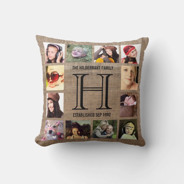 Monogram Modern Family 12 Instagram-foton Kudde (Framsida)