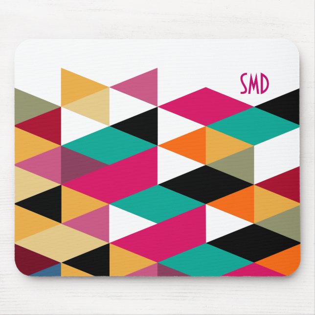 Monogram Modern färgfull geometrisk Mönster Musmatta (Framsidan)