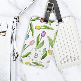 Monogram Modern Färgrik Tulpan Blommönster Bagagebricka