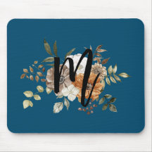 Monogram Modern floral Initial Navy blue