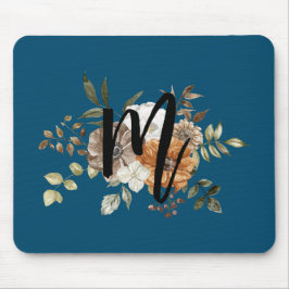 Monogram Modern floral Initial Navy blue Musmatta