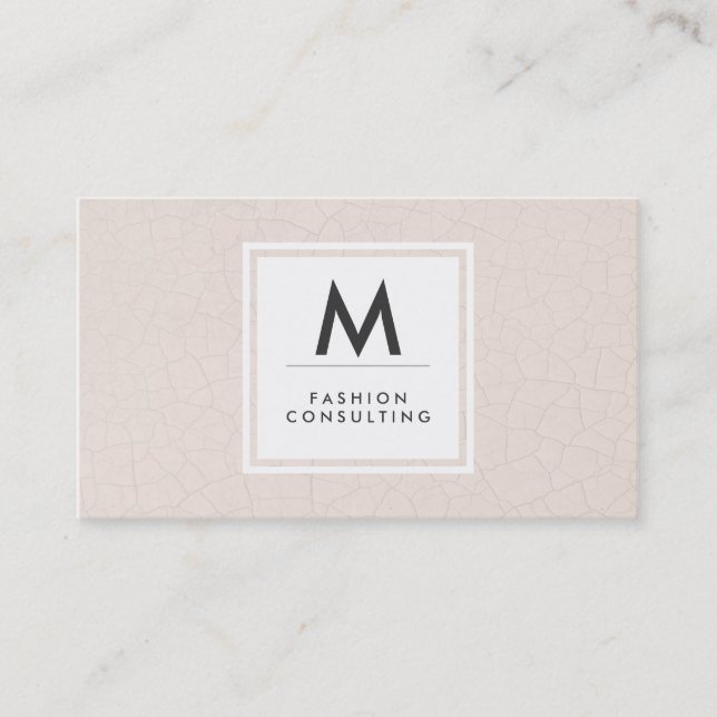 Monogram Modern Fractured Mönster Beige Visitkort (Framsida)