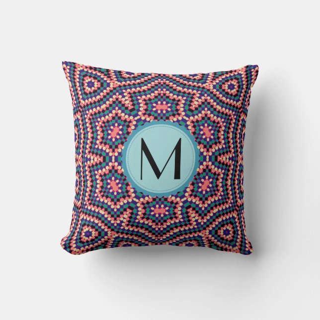 Monogram Modern Geometric Dot Mönster Kudde (Framsida)