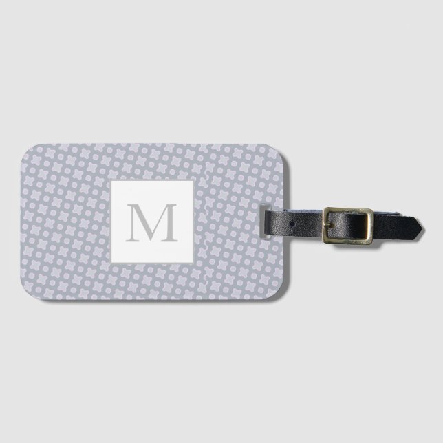 Monogram Modern Geometric Mönster Mauve Grått Rosa Bagagebricka (Framsida horisontal)