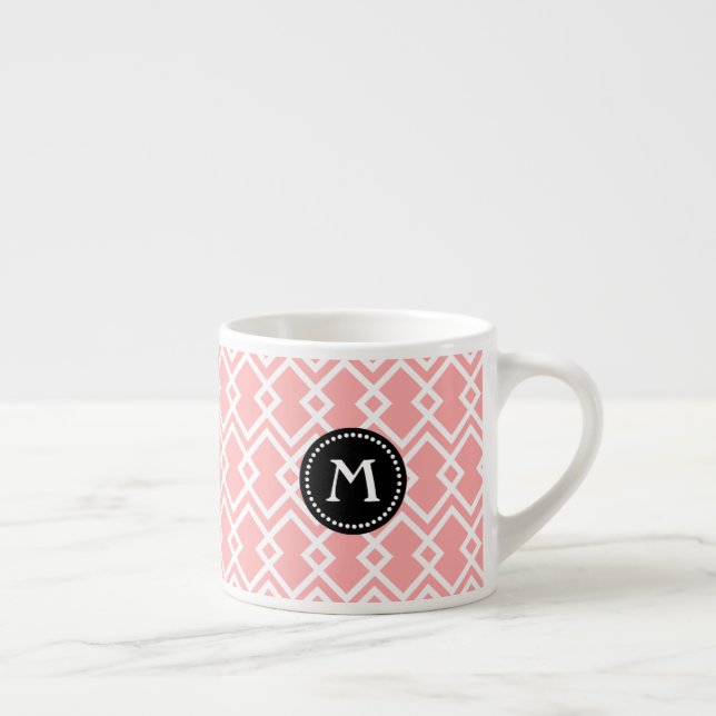 Monogram Modern Geometric Rosa Black Espresso Mugg Espressomugg (Höger)