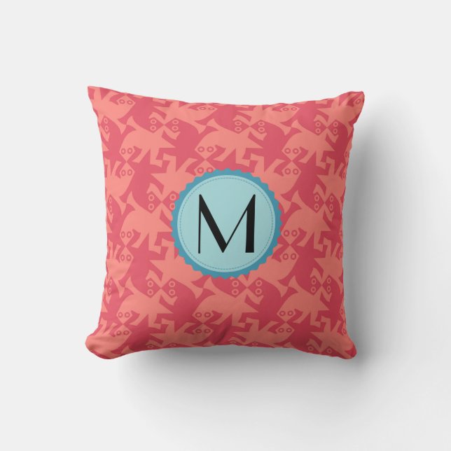 Monogram Modern Geometrisk Ödlemönster Kudde (Framsida)