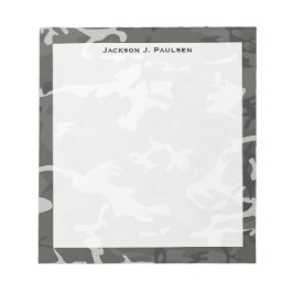 Monogram Modern Grå Abstrakt Camo Kamouflage Anteckningsblock
