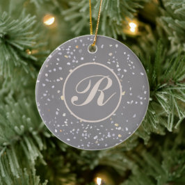 Monogram Modern Grått Terrazzo Julgransprydnad Keramik